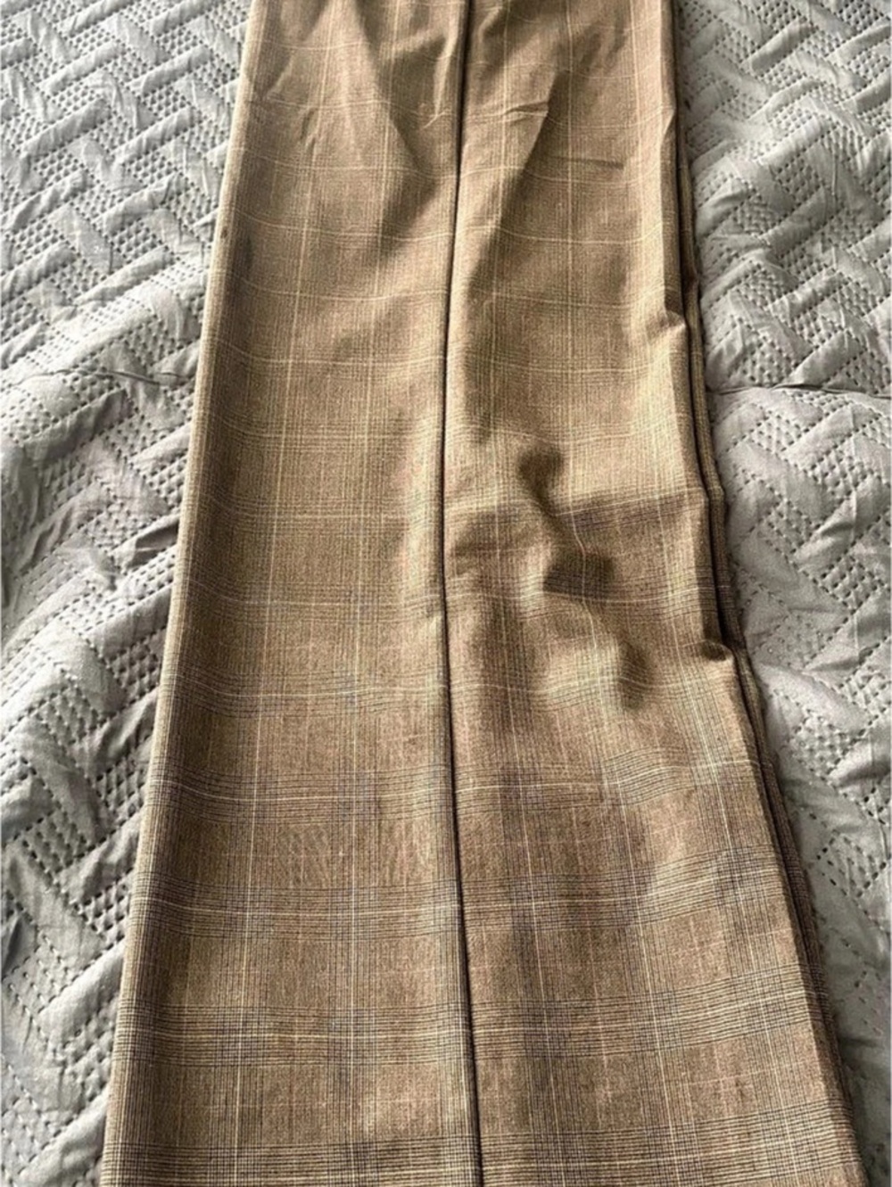 Y2K bebe WD LEG PANT W/EXT WB Wide Leg Plaid Pants in Brown Size 10 Like New
